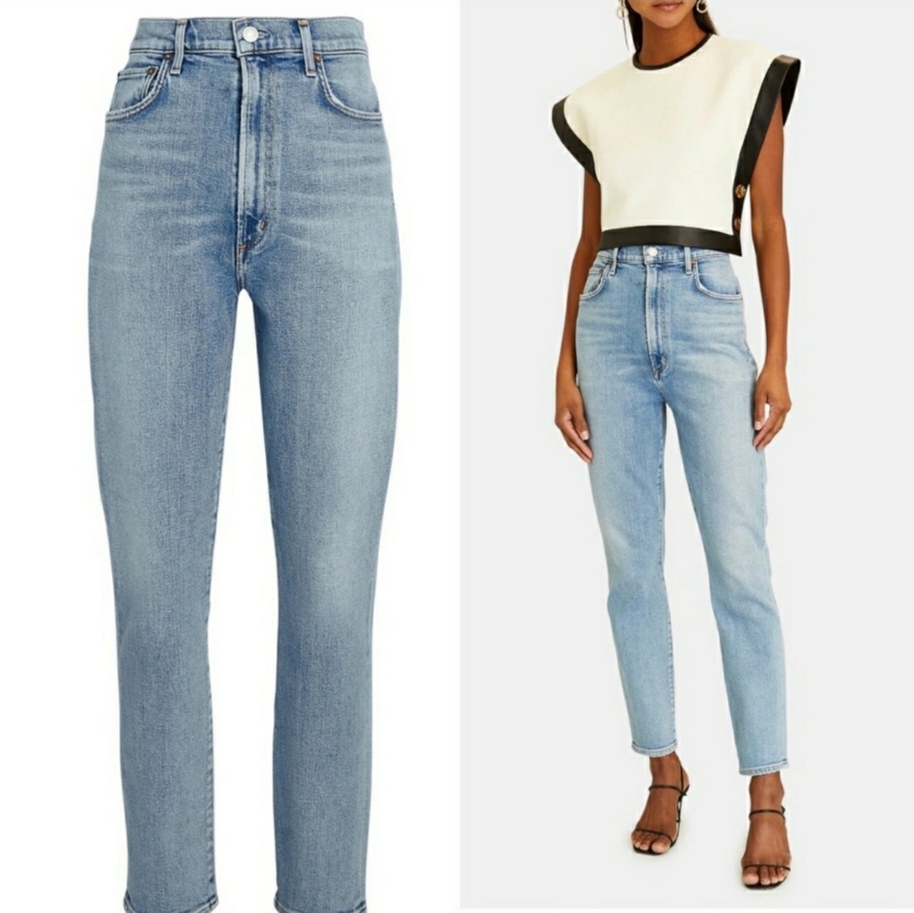 Agolde Pinch Waist High Rise Light Rinse Skinny Jeans Size 25